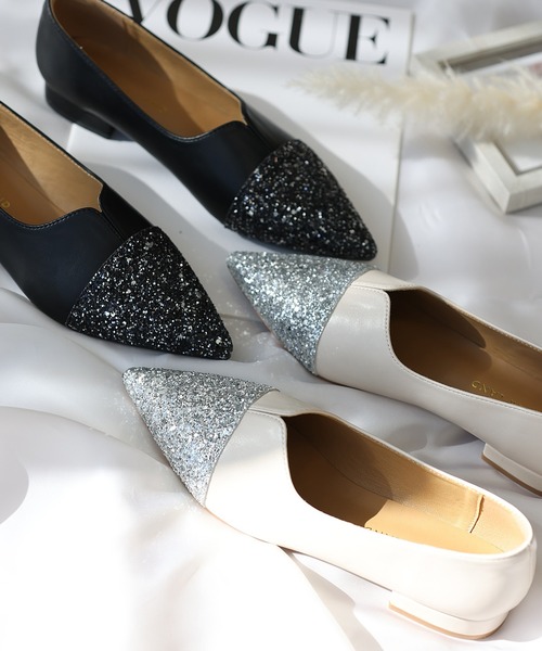 Futier land（フューティアランド）の「《新色追加》Vカットポインテッドフラットシューズ（パンプス・レディース・ブラック/アイボリー系/ブラック系/アイボリー/シルバー・36/37/38/39/40）」の10枚目の写真