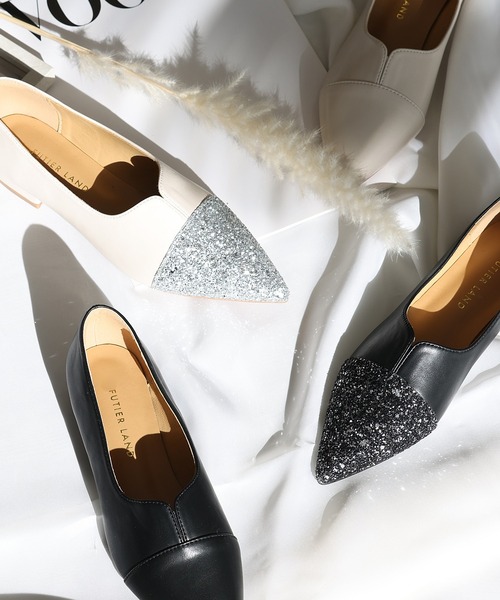 Futier land（フューティアランド）の「《新色追加》Vカットポインテッドフラットシューズ（パンプス・レディース・ブラック/アイボリー系/ブラック系/アイボリー/シルバー・36/37/38/39/40）」の9枚目の写真