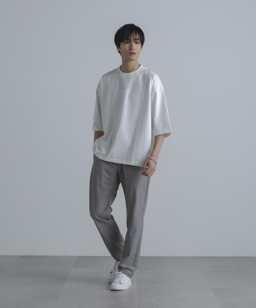 ワイドスリーブTシャツ NANO universe｜ルーズフィットワイドスリーブTシャツ 7分袖