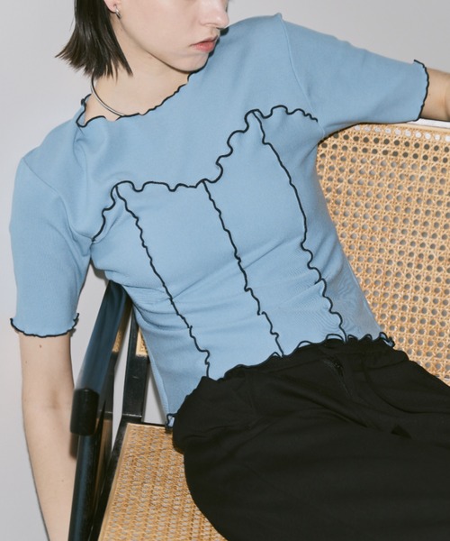 Aunt Marie's（アントマリーズ）の「ビスチェライクメロートップス（Tシャツ/カットソー・レディース・ブルー/チャコールグレー/ブラック/ホワイト・FREE）」の2枚目の写真