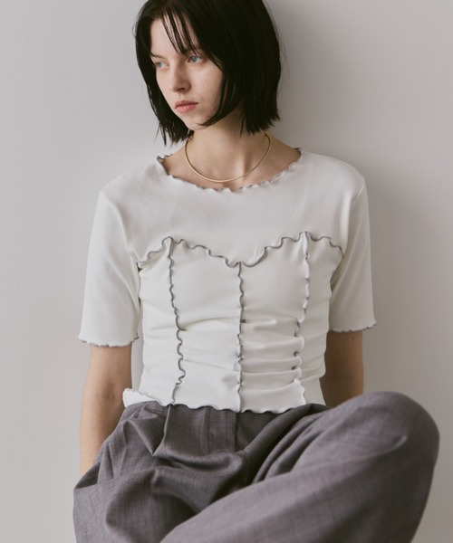 ANDMARY アンドマリービスチェカットソー セール】ビスチェライクメロートップス（Tシャツ/カットソー