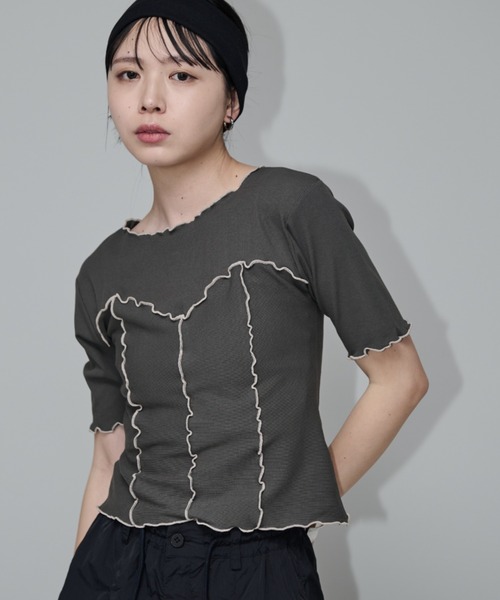 ANDMARY アンドマリービスチェカットソー セール】ビスチェライクメロートップス（Tシャツ/カットソー