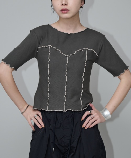 ANDMARY アンドマリービスチェカットソー セール】ビスチェライクメロートップス（Tシャツ/カットソー