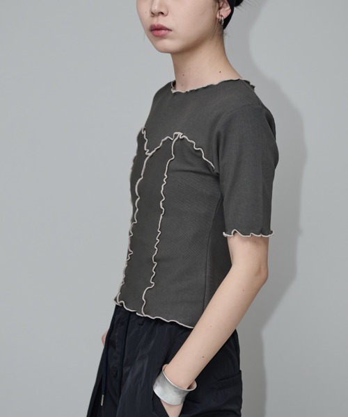 Aunt Marie's（アントマリーズ）の「ビスチェライクメロートップス（Tシャツ/カットソー・レディース・ブルー/チャコールグレー/ブラック/ホワイト・FREE）」の9枚目の写真