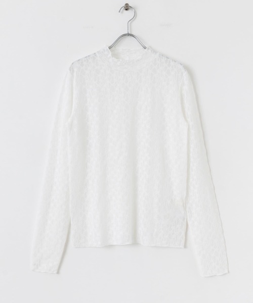 HEYUMM（ヘユム）の「レースカットトップ（Tシャツ/カットソー・レディース・オフホワイト/ブラック/オレンジ・ONE）」の8枚目の写真