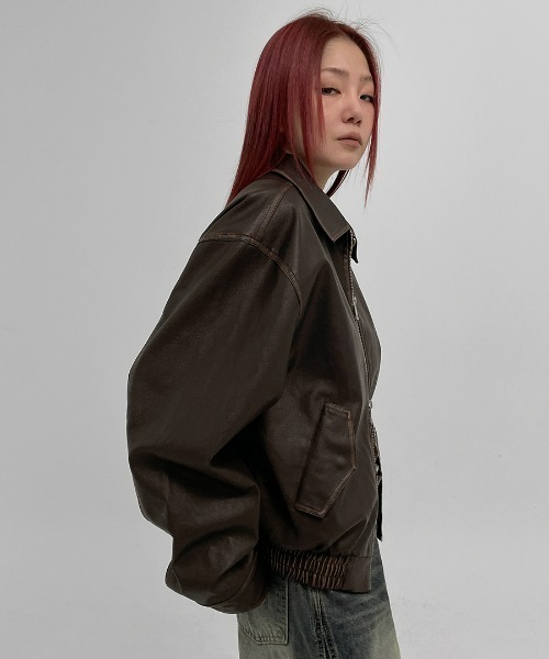 BLACKUP（ブラックアップ）の「[MADE] ヒベンヴィンテージフェイクレザージャンパー（ブルゾン・レディース・ブラック/ブラウン・FREE）」の22枚目の写真