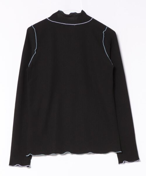 DOUBLE NAME(ダブルネーム)の「指あき配色メローロンTEE(Tシャツ/カットソー・レディース・ブラック/ブルー/オフホワイト・FREE)」の4枚目の写真