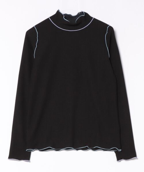 DOUBLE NAME(ダブルネーム)の「指あき配色メローロンTEE(Tシャツ/カットソー・レディース・ブラック/ブルー/オフホワイト・FREE)」の5枚目の写真