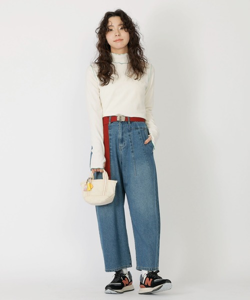 DOUBLE NAME(ダブルネーム)の「指あき配色メローロンTEE(Tシャツ/カットソー・レディース・ブラック/ブルー/オフホワイト・FREE)」の17枚目の写真