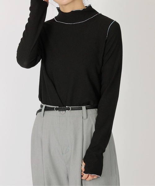 DOUBLE NAME(ダブルネーム)の「指あき配色メローロンTEE(Tシャツ/カットソー・レディース・ブラック/ブルー/オフホワイト・FREE)」の14枚目の写真