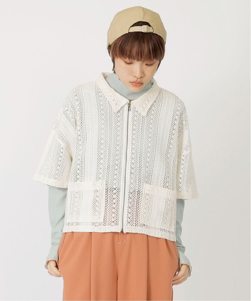 DOUBLE NAME(ダブルネーム)の「指あき配色メローロンTEE(Tシャツ/カットソー・レディース・ブラック/ブルー/オフホワイト・FREE)」の10枚目の写真