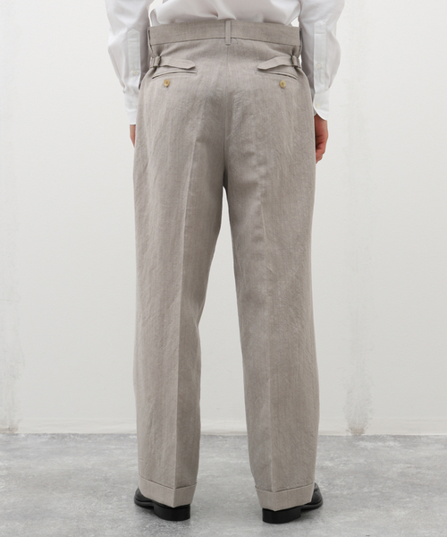 EDIFICE LA BOUCLE（エディフィスラブークル）の「【LA BOUCLE / ラブ―クル】ウール/リネン ウェザー  サイドアジャストパンツ（スラックス・メンズ・ライトグレー/アイボリー/カーキ・MEDIUM/LARGE）」の9枚目の写真