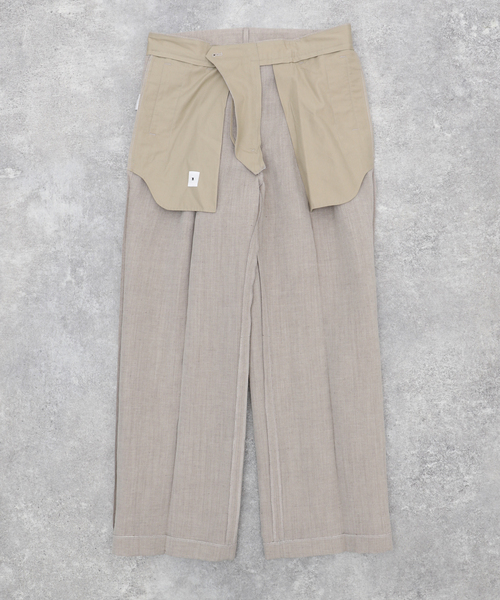 EDIFICE LA BOUCLE（エディフィスラブークル）の「【LA BOUCLE / ラブ―クル】ウール/リネン ウェザー  サイドアジャストパンツ（スラックス・メンズ・ライトグレー/アイボリー/カーキ・MEDIUM/LARGE）」の18枚目の写真