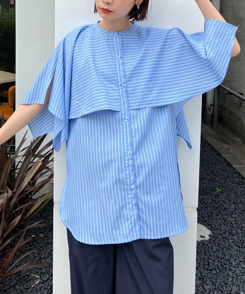 KBF(ケイビーエフ)の「2WAYマントブラウス(シャツ/ブラウス・レディース・ブルー系その他/オフホワイト/ブラック・ONE)」の15枚目の写真