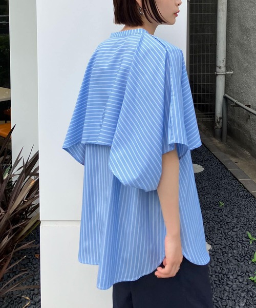 KBF(ケイビーエフ)の「2WAYマントブラウス(シャツ/ブラウス・レディース・ブルー系その他/オフホワイト/ブラック・ONE)」の16枚目の写真