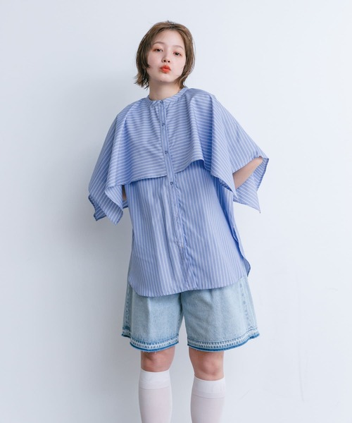 KBF(ケイビーエフ)の「2WAYマントブラウス(シャツ/ブラウス・レディース・ブルー系その他/オフホワイト/ブラック・ONE)」の20枚目の写真