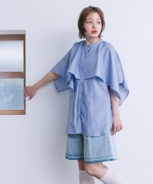 KBF(ケイビーエフ)の「2WAYマントブラウス(シャツ/ブラウス・レディース・ブルー系その他/オフホワイト/ブラック・ONE)」の21枚目の写真