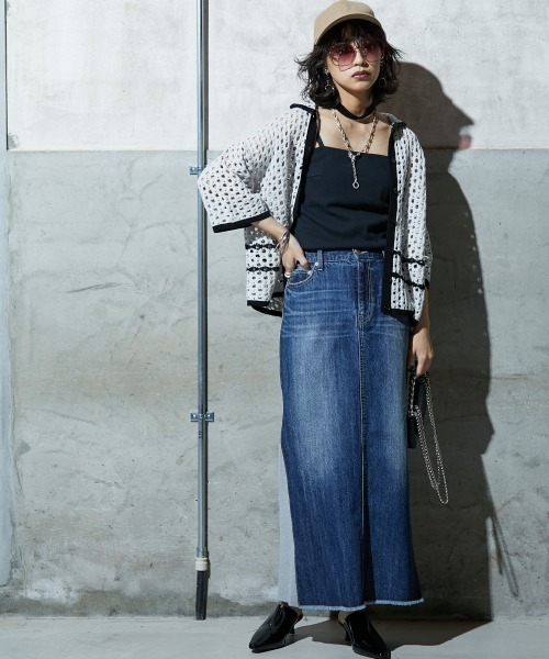 GEVS.(ジェイヴィス)の「 バックリブデニムロングタイトスカート <大きいサイズ有>GEVS.(スカート・レディース・ネイビー系/ブルー系・LL/3L/4L/5L/M/L)」の14枚目の写真
