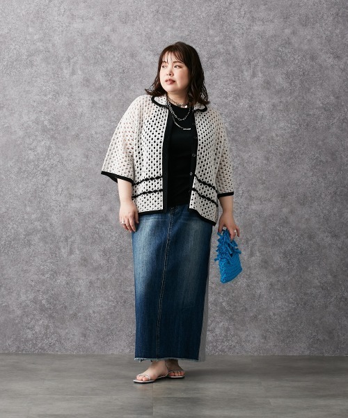 GEVS.(ジェイヴィス)の「 バックリブデニムロングタイトスカート <大きいサイズ有>GEVS.(スカート・レディース・ネイビー系/ブルー系・LL/3L/4L/5L/M/L)」の6枚目の写真