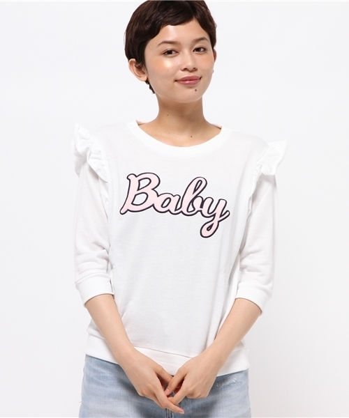 WEGO(ウィゴー)の「WEGO/シャギーロゴフリルスウェット(スウェット・レディース・ライトパープル/オフホワイト・FREE)」の2枚目の写真