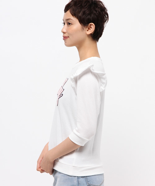 WEGO(ウィゴー)の「WEGO/シャギーロゴフリルスウェット(スウェット・レディース・ライトパープル/オフホワイト・FREE)」の4枚目の写真