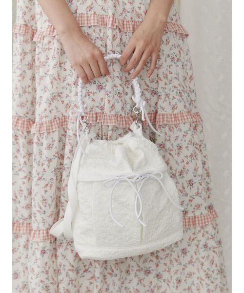 merry jenny（メリージェニー）の「3way ribbonジャカードポシェット（ショルダーバッグ・レディース・ブラック/ピンク/オフホワイト・FREE）」の2枚目の写真