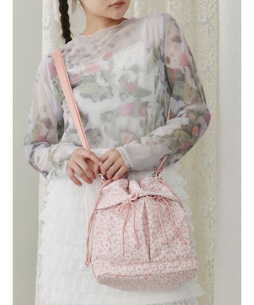 merry jenny（メリージェニー）の「3way ribbonジャカードポシェット（ショルダーバッグ・レディース・ブラック/ピンク/オフホワイト・FREE）」の21枚目の写真