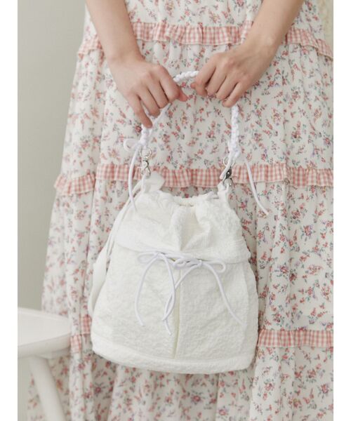 merry jenny（メリージェニー）の「3way ribbonジャカードポシェット（ショルダーバッグ・レディース・ブラック/ピンク/オフホワイト・FREE）」の12枚目の写真