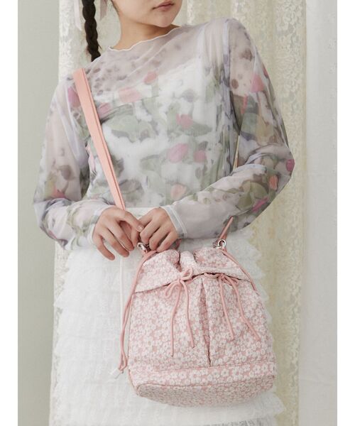 merry jenny（メリージェニー）の「3way ribbonジャカードポシェット（ショルダーバッグ・レディース・ブラック/ピンク/オフホワイト・FREE）」の13枚目の写真