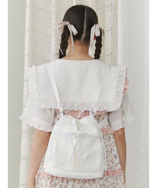 merry jenny（メリージェニー）の「3way ribbonジャカードポシェット（ショルダーバッグ・レディース・ブラック/ピンク/オフホワイト・FREE）」の6枚目の写真