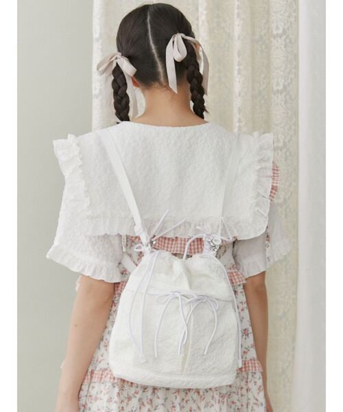 merry jenny（メリージェニー）の「3way ribbonジャカードポシェット（ショルダーバッグ・レディース・ブラック/ピンク/オフホワイト・FREE）」の7枚目の写真