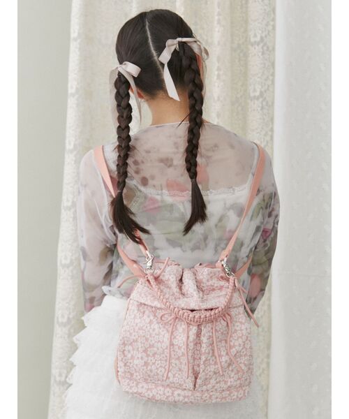 merry jenny（メリージェニー）の「3way ribbonジャカードポシェット（ショルダーバッグ・レディース・ブラック/ピンク/オフホワイト・FREE）」の9枚目の写真