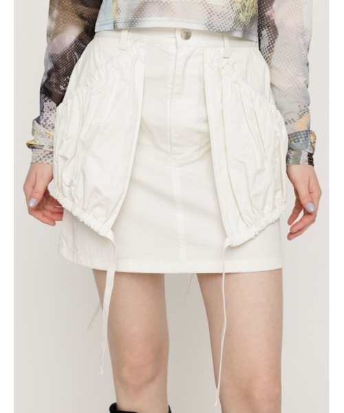 SLY(スライ)の「SHIRRING PK S/SK シャーリング ポケット ショートスカート / セットアップ可(スカート・レディース・パープル/カーキ/オフホワイト・1/2)」の1枚目の写真