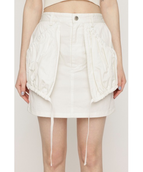 SLY(スライ)の「SHIRRING PK S/SK シャーリング ポケット ショートスカート / セットアップ可(スカート・レディース・パープル/カーキ/オフホワイト・1/2)」の4枚目の写真