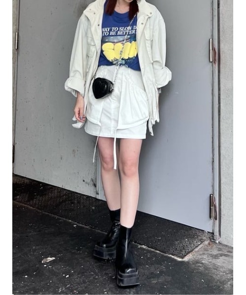 SLY(スライ)の「SHIRRING PK S/SK シャーリング ポケット ショートスカート / セットアップ可(スカート・レディース・パープル/カーキ/オフホワイト・1/2)」の19枚目の写真