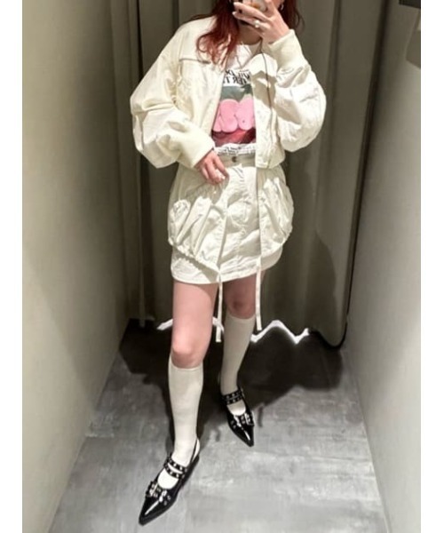 SLY(スライ)の「SHIRRING PK S/SK シャーリング ポケット ショートスカート / セットアップ可(スカート・レディース・パープル/カーキ/オフホワイト・1/2)」の22枚目の写真