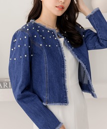 JULIA BOUTIQUE（ジュリアブティック）の「パールデコデニムジャケット/24034（デニムジャケット）」