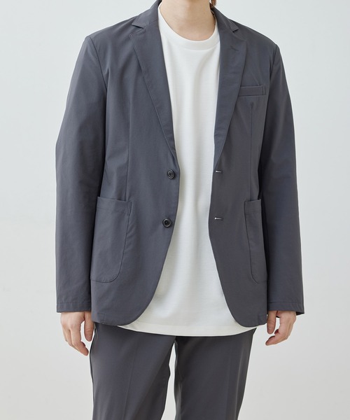 j.n.r.d(ジェー・エヌ・アール・ディー)の「【セットアップ対応】j.n.r.d/ナイロンハイカムニット2Bジャケット(テーラードジャケット・メンズ・ネイビー/チャコールグレー・L/LL/M)」の2枚目の写真