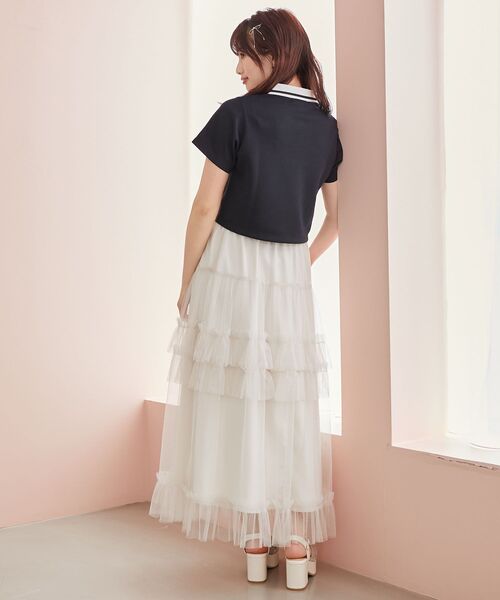 MAJESTIC LEGON（マジェスティックレゴン）の「ラインカラークロップドポロシャツ（ポロシャツ・レディース・ピンク/オフホワイト/ブラック・MEDIUM）」の10枚目の写真