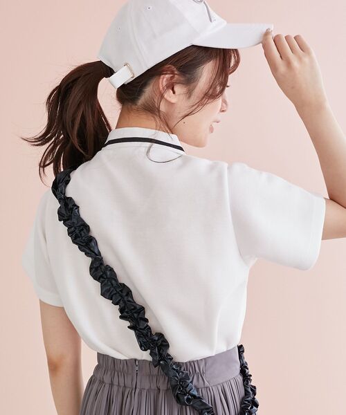 MAJESTIC LEGON（マジェスティックレゴン）の「ラインカラークロップドポロシャツ（ポロシャツ・レディース・ピンク/オフホワイト/ブラック・MEDIUM）」の22枚目の写真