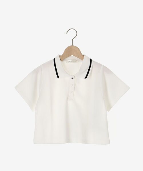 MAJESTIC LEGON（マジェスティックレゴン）の「ラインカラークロップドポロシャツ（ポロシャツ・レディース・ピンク/オフホワイト/ブラック・MEDIUM）」の6枚目の写真