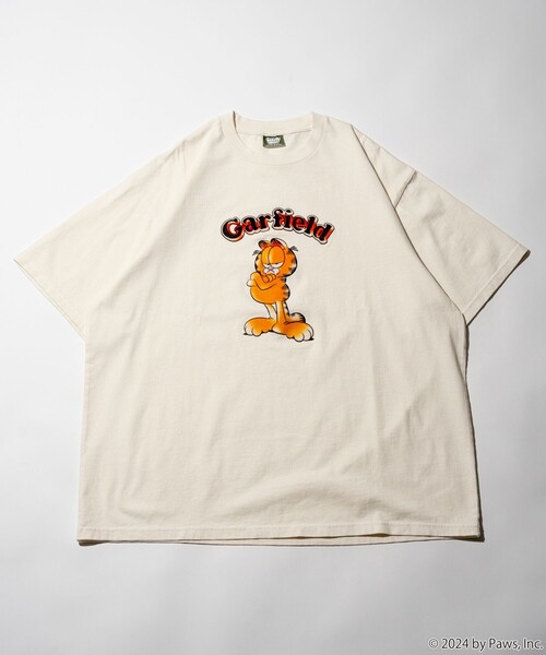 FREAK'S STORE(フリークスストア)の「FREAK’S STORE/フリークスストア Garfield/ガーフィールド フロッキープリント ショートスリーブTシャツ/半袖/リラックスフィット(Tシャツ/カットソー・メンズ・オフホワイト/ブラック/ネイビー・MEDIUM/LARGE)」の14枚目の写真