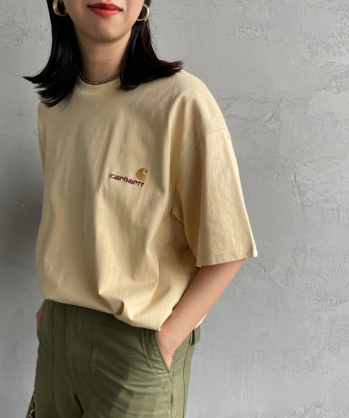 [carhartt WIP/カーハートダブリューアイピー] AMERICAN SCRIPT ワンポイント刺繍ロゴ ショートスリーブTシャツ（Tシャツ/カットソー）｜Carhartt WIP（カーハートダブリューアイピー）