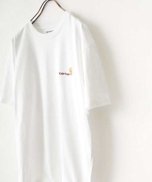 [carhartt WIP/カーハートダブリューアイピー] AMERICAN SCRIPT ワンポイント刺繍ロゴ ショートスリーブTシャツ（Tシャツ/カットソー）｜Carhartt WIP（カーハートダブリューアイピー）