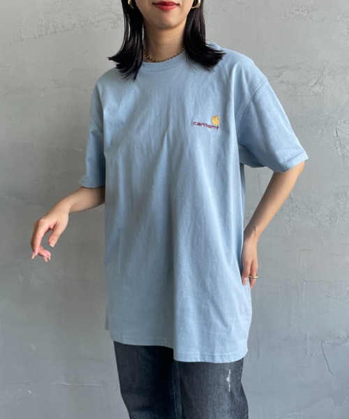 [carhartt WIP/カーハートダブリューアイピー] AMERICAN SCRIPT ワンポイント刺繍ロゴ ショートスリーブTシャツ（Tシャツ/カットソー）｜Carhartt WIP（カーハートダブリューアイピー）