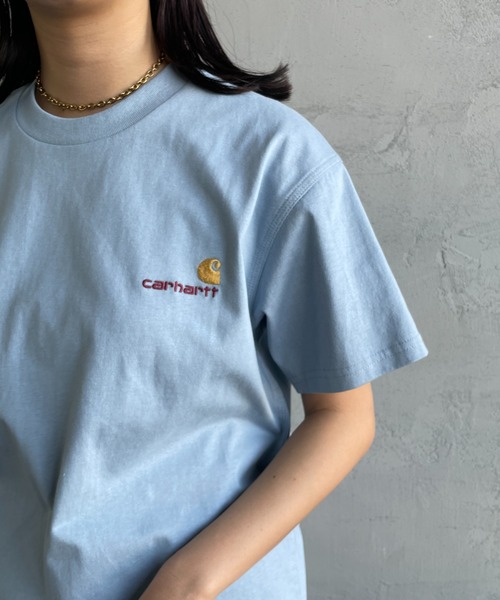 [carhartt WIP/カーハートダブリューアイピー] AMERICAN SCRIPT ワンポイント刺繍ロゴ ショートスリーブTシャツ（Tシャツ/カットソー）｜Carhartt WIP（カーハートダブリューアイピー）