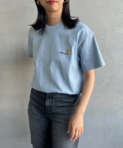 [carhartt WIP/カーハートダブリューアイピー] AMERICAN SCRIPT ワンポイント刺繍ロゴ ショートスリーブTシャツ（Tシャツ/カットソー）｜Carhartt WIP（カーハートダブリューアイピー）