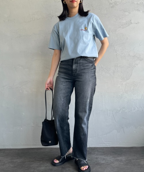 [carhartt WIP/カーハートダブリューアイピー] AMERICAN SCRIPT ワンポイント刺繍ロゴ ショートスリーブTシャツ（Tシャツ/カットソー）｜Carhartt WIP（カーハートダブリューアイピー）