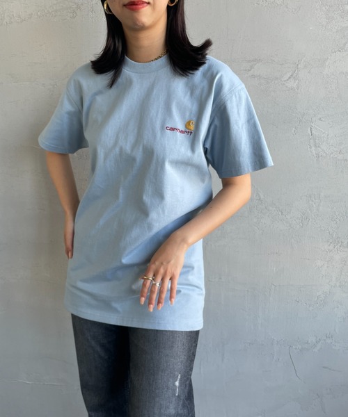 [carhartt WIP/カーハートダブリューアイピー] AMERICAN SCRIPT ワンポイント刺繍ロゴ ショートスリーブTシャツ（Tシャツ/カットソー）｜Carhartt WIP（カーハートダブリューアイピー）