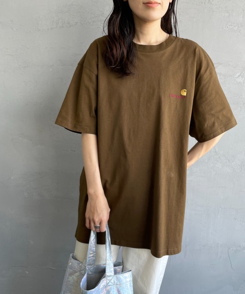 [carhartt WIP/カーハートダブリューアイピー] AMERICAN SCRIPT ワンポイント刺繍ロゴ ショートスリーブTシャツ（Tシャツ/カットソー）｜Carhartt WIP（カーハートダブリューアイピー）